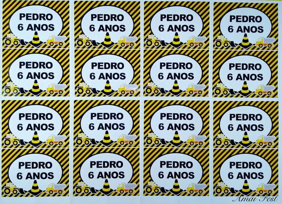 20 Adesivos para Sacolinhas - Temas Obras/ Construção
