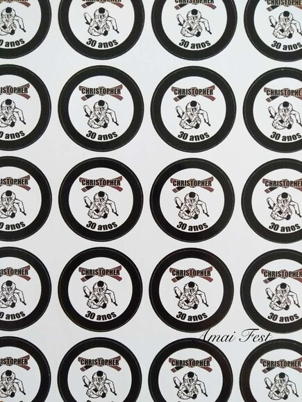 30 Adesivos 5 cm - Jiu Jitsu