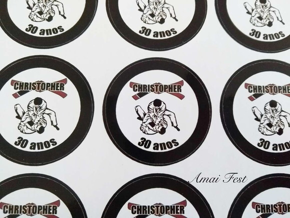30 Adesivos 5 cm - Jiu Jitsu
