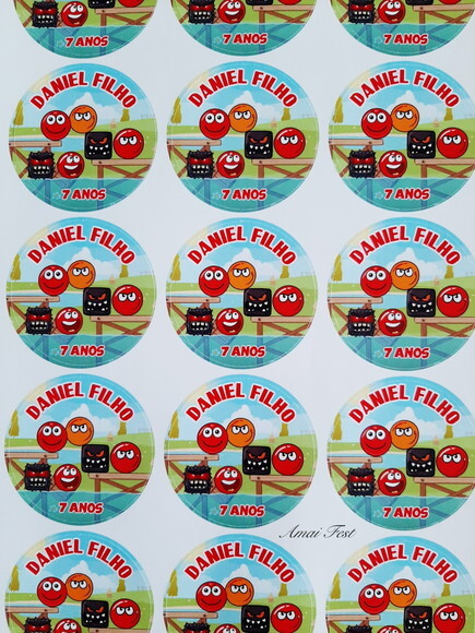 30 Adesivos 5 cm - Red Ball