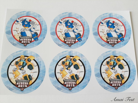 30 Adesivos 5 cm - Transformers Rescue Bots