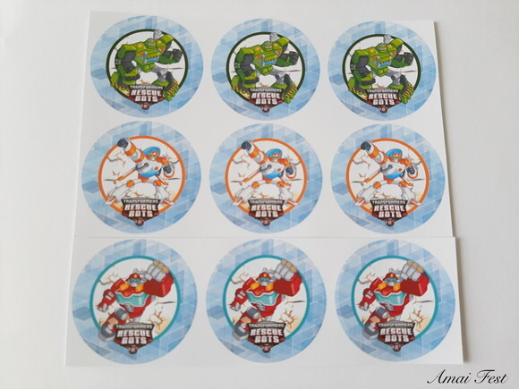 30 Adesivos 5 cm - Transformers Rescue Bots