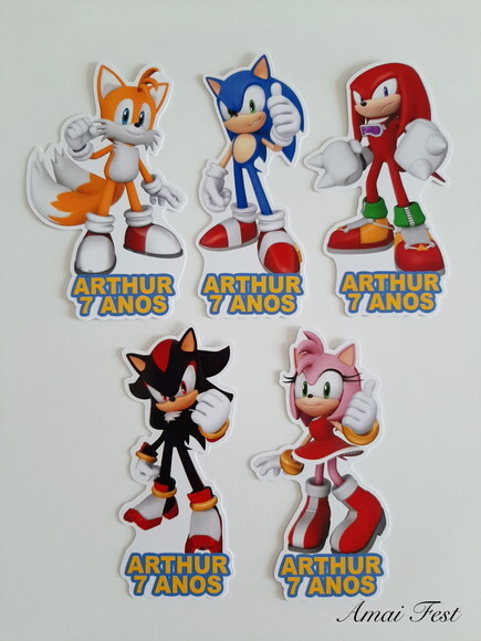 30 Apliques para Tubetes - Sonic