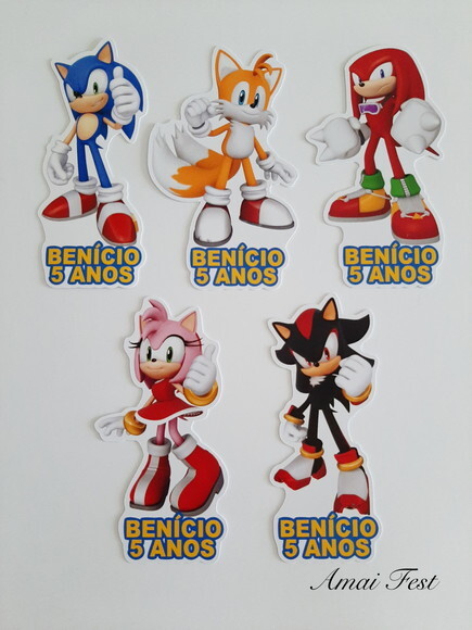 30 Apliques para Tubetes - Sonic