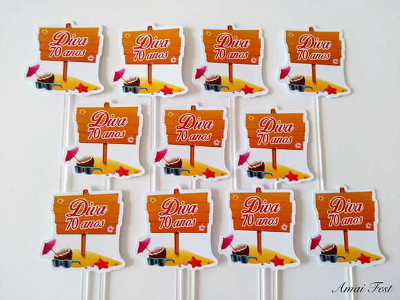 50 Toppers para Docinhos - Tema Praia