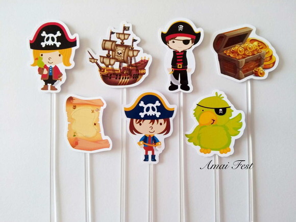 50 Toppers para Docinhos - Tema Pirata