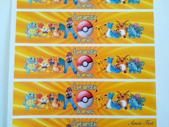 Rótulo para Garrafinhas - Pokemon