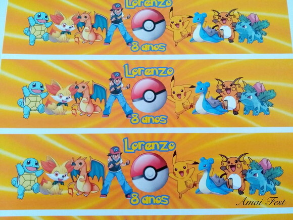 Rótulo para Garrafinhas - Pokemon