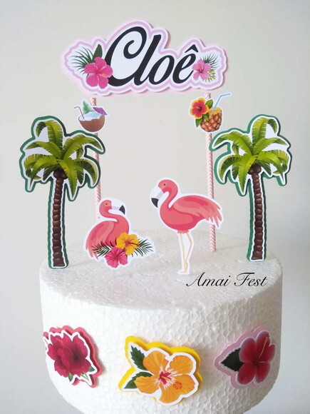 Topo de Bolo - Flamingo