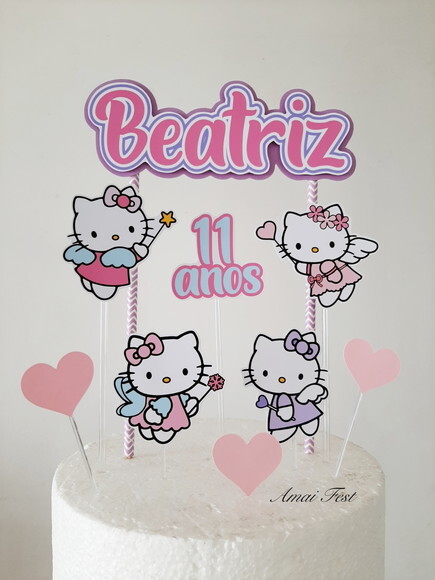 Topo de Bolo - Hello Kitty