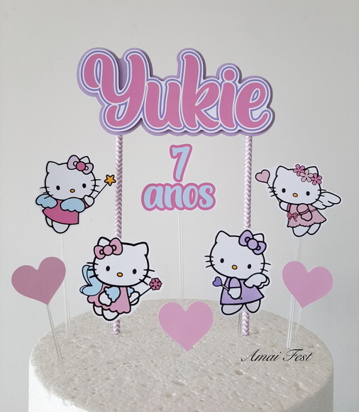 Topo de Bolo - Hello Kitty