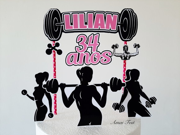 Topo de Bolo - Tema Fitness