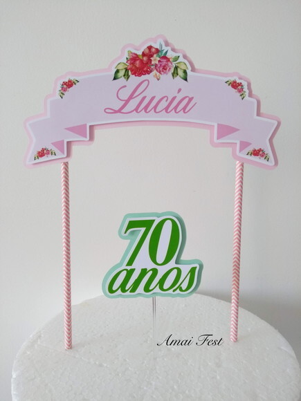 Topo de Bolo - Tema Floral