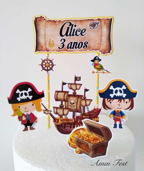 Topo de Bolo - Tema Pirata