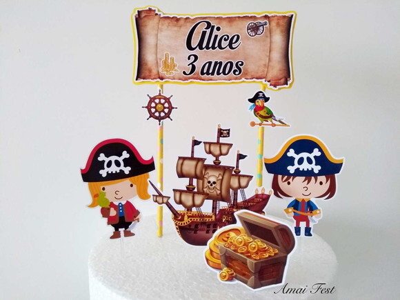 Topo de Bolo - Tema Pirata
