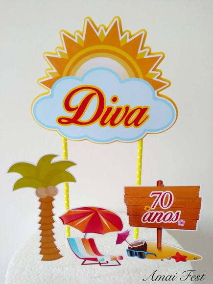 Topo de Bolo - Tema Praia