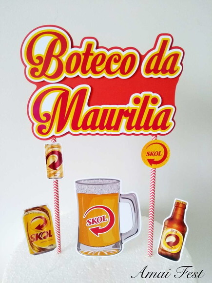 Topo de Bolo 3d - Festa Boteco