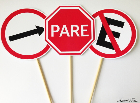 Topper para Centro de Mesa - Placas de Trânsito