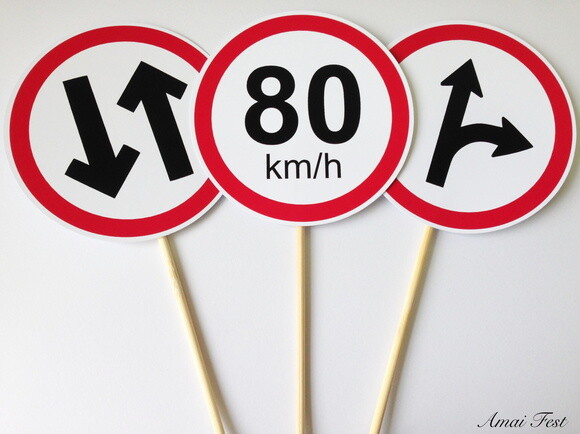 Topper para Centro de Mesa - Placas de Trânsito