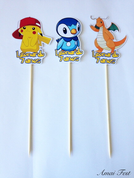 Topper pra Centro de Mesa - Pokemon