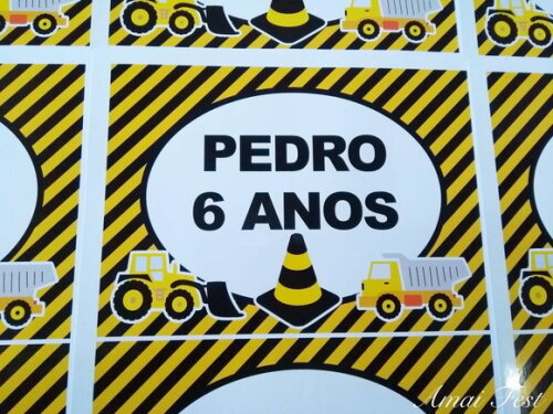 20 Adesivos para Sacolinhas - Temas Obras/ Construção