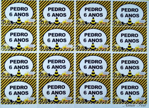 20 Adesivos para Sacolinhas - Temas Obras/ Construção