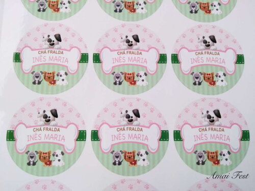 30 Adesivos 5 cm - Cachorrinhos