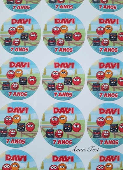 30 Adesivos 5 cm - Red Ball