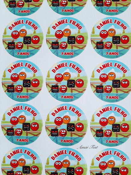 30 Adesivos 5 cm - Red Ball