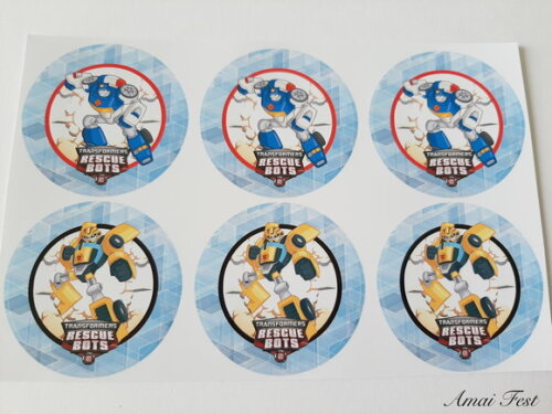 30 Adesivos 5 cm - Transformers Rescue Bots