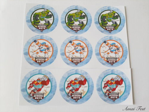 30 Adesivos 5 cm - Transformers Rescue Bots