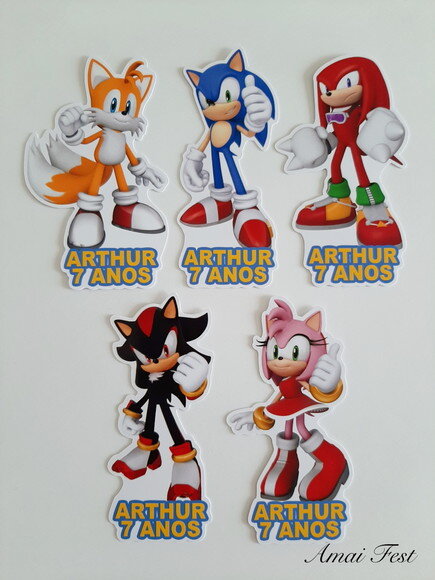 30 Apliques para Tubetes - Sonic