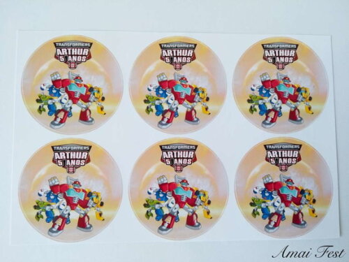 35 Adesivos 4 cm - Transformers Rescue Bots