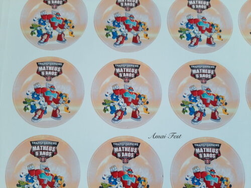 35 Adesivos 4 cm - Transformers Rescue Bots