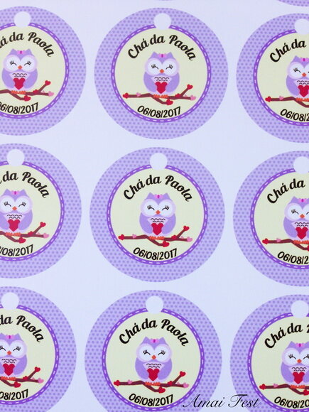 50 Tags - Corujinha Lilás