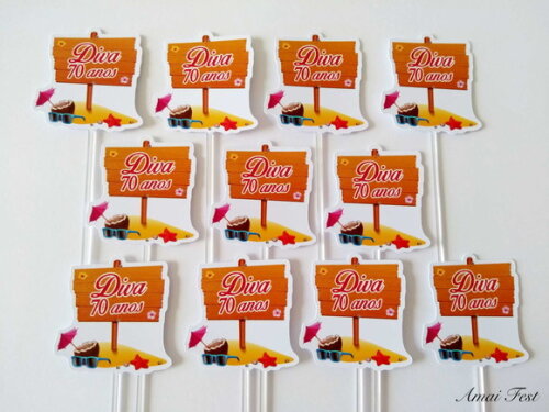 50 Toppers para Docinhos - Tema Praia