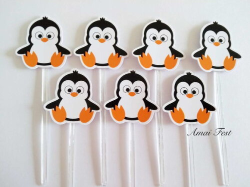 50 Toppers para Docinhos - Pinguim