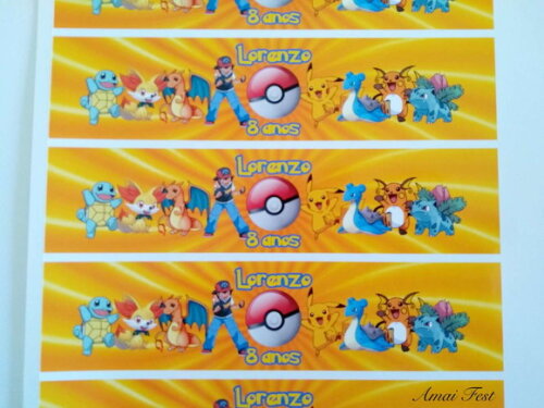 Rótulo para Garrafinhas - Pokemon