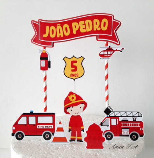 Topo de Bolo - Bombeiro