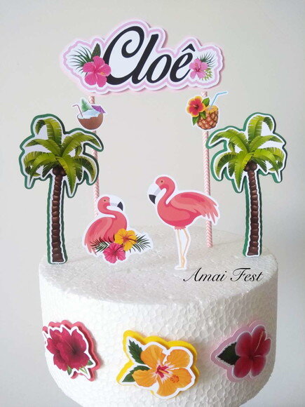 Topo de Bolo - Flamingo