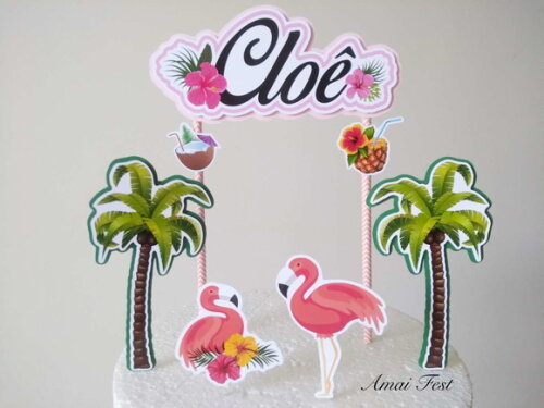 Topo de Bolo - Flamingo
