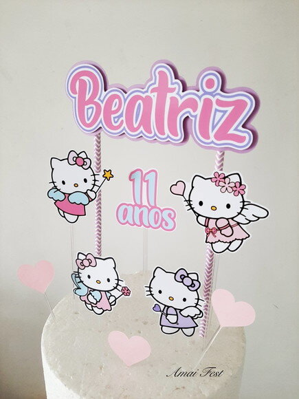 Topo de Bolo - Hello Kitty