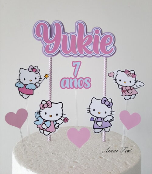 Topo de Bolo - Hello Kitty