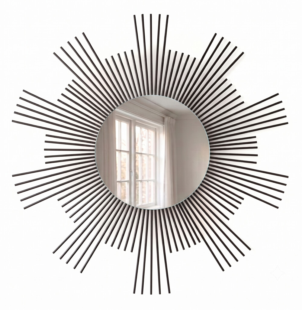 Espelho Sol Redondo Madeira de Bambu 80cm Boho Chic
