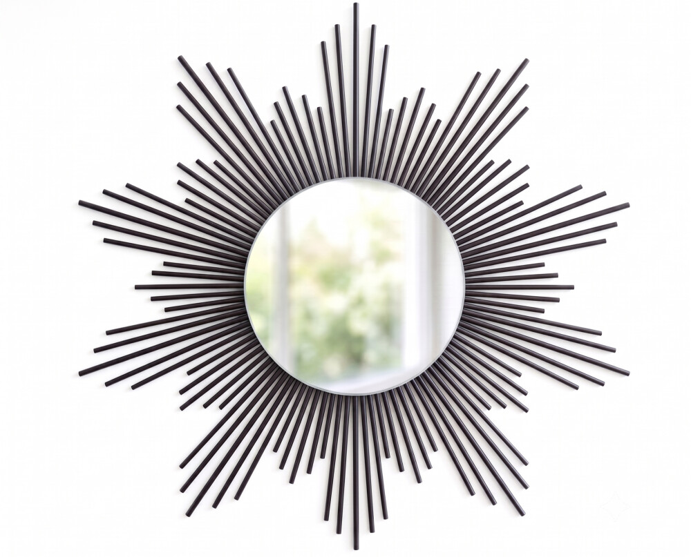 Espelho Sol Boho Madeira Bambu - Decoração Rústica Chic 80cm