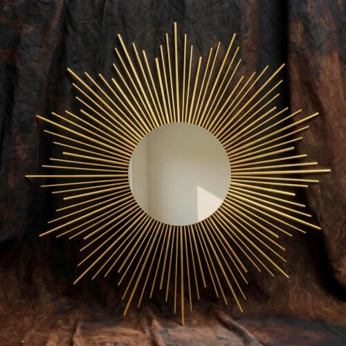 Espelho Sol 70cm Artesanal Madeira de Bambu