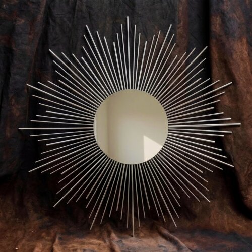 Espelho Sol 70cm Artesanal Madeira de Bambu