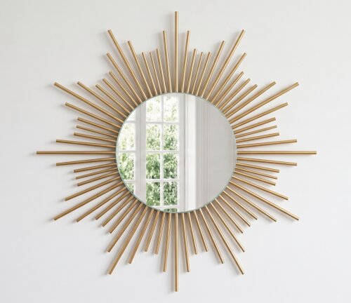 Espelho de Parede Sol 70 cm Madeira Bambu Artesanal