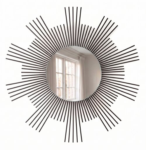 Espelho Sol Redondo Madeira de Bambu 80cm Boho Chic