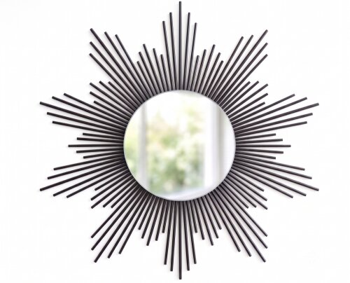 Espelho Sol Boho Madeira Bambu - Decoração Rústica Chic 80cm